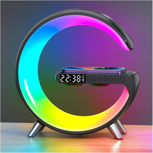 G-Type Wireless Charging Speaker, Clock Alarm LED Desk Lamp